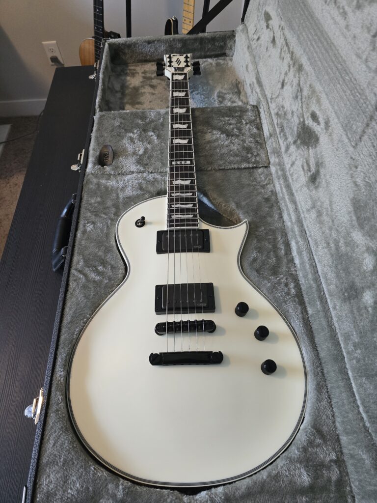 ESP E-II Eclipse Snow White Satin front
